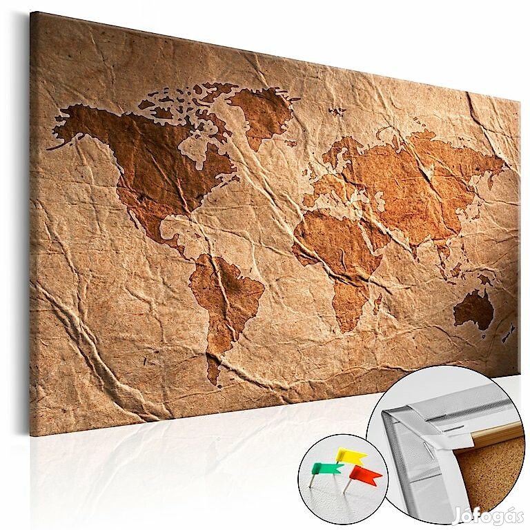 Kép parafán - Paper Map Cork Map